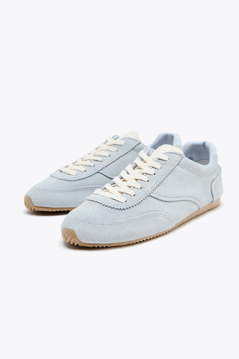 CONTRAST LEATHER SNEAKERS