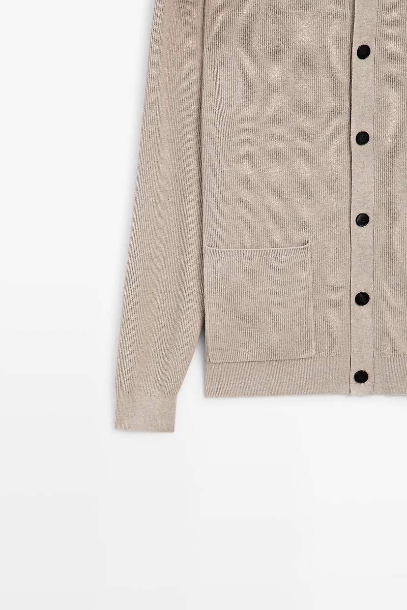 100% cotton knit pocket cardigan
