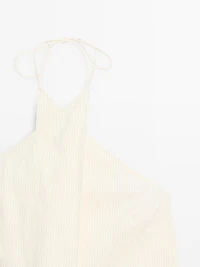 Striped cotton blend halter top