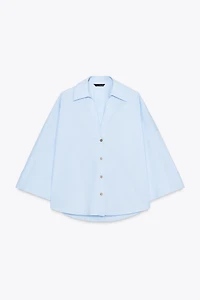 CHEMISE EN POPELINE À MANCHES LARGES