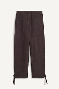 VISCOSE-LINEN STRIPED SUIT PANTS WITH SIDE PLEATS