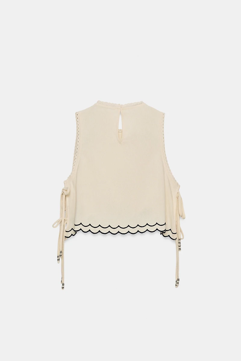 EMBROIDERED BEADED TOP