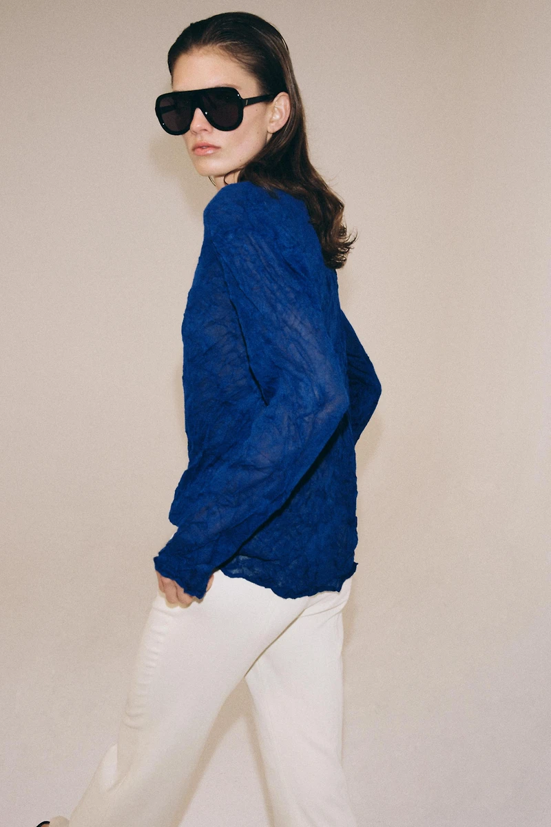 CRINKLE EFFECT KNIT JUMPER