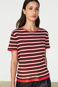 100% cotton short sleeve striped T-shirt