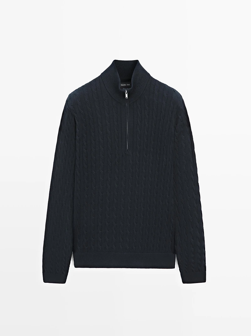 Pull en maille col montant zippé