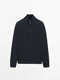 Pull en maille col montant zippé