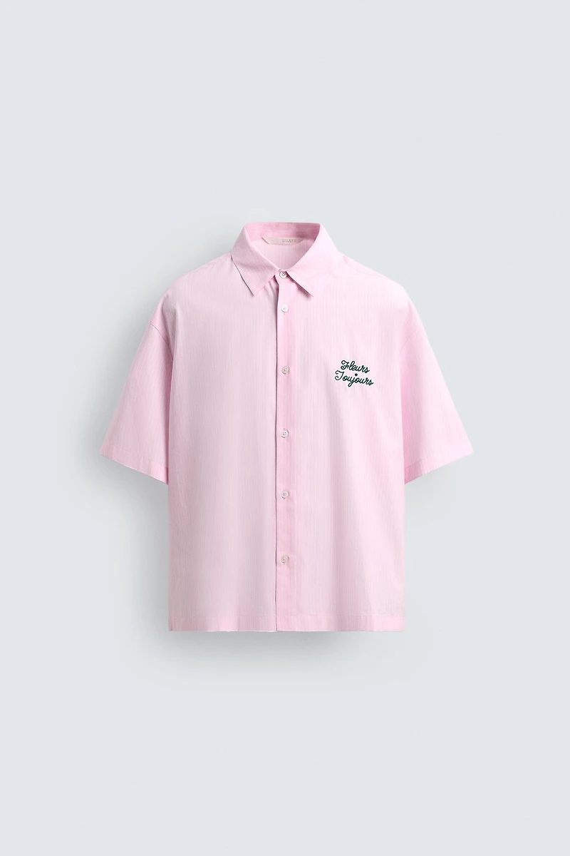 COMBINATION TEXT STRIPED SHIRT