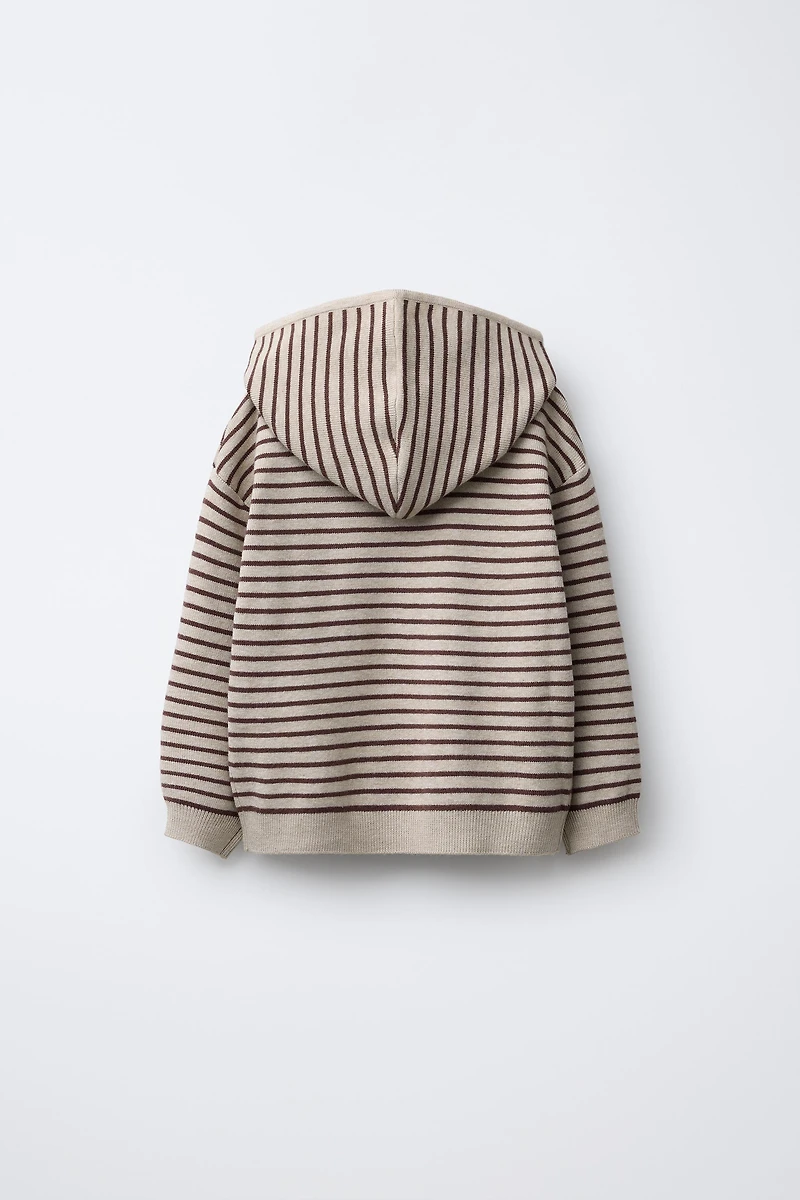 STRIPED KNIT HOODIE