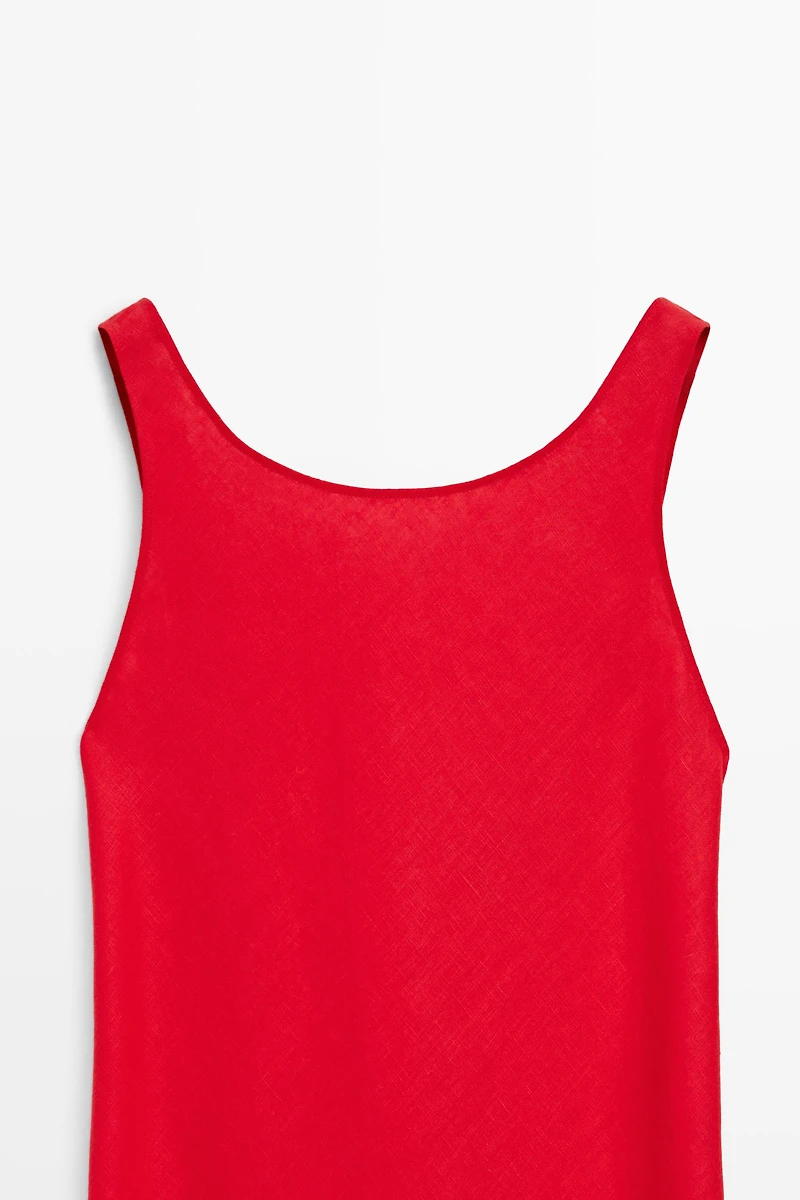Linen midi dress with open back