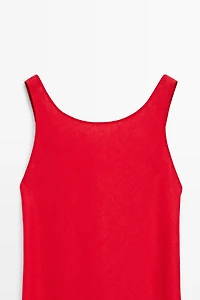 Linen midi dress with open back