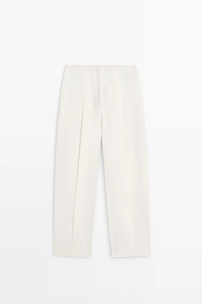 Linen trousers with darts