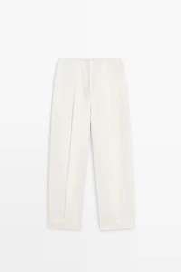 Linen trousers with darts