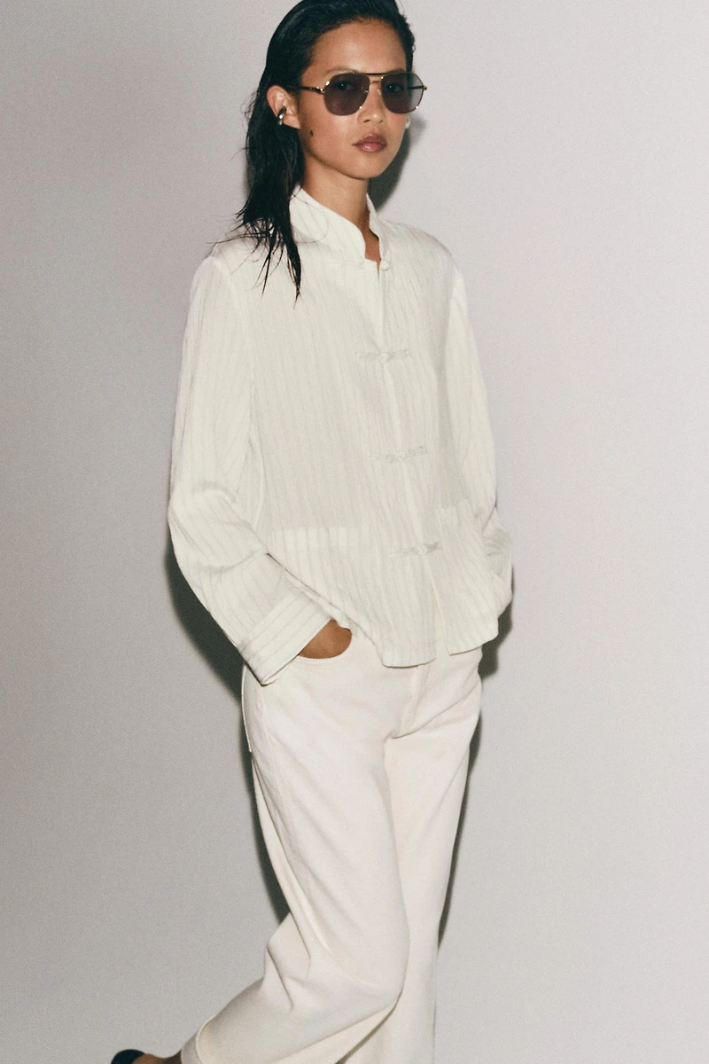 ZW COLLECTION STRIPED FIREMAN CLASP SHIRT