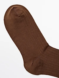 Ribbed cotton blend socks