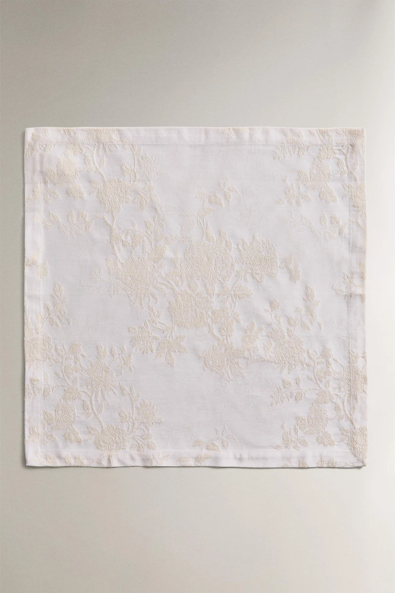 LOT DE 2 SERVIETTES TABLE EN COTON JACQUARD