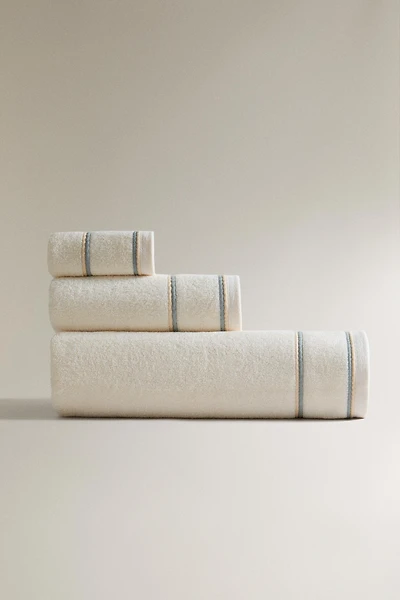 SERVIETTE DE BAIN DOUBLE LISERÉ COLORÉ
