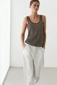 Striped strappy linen top