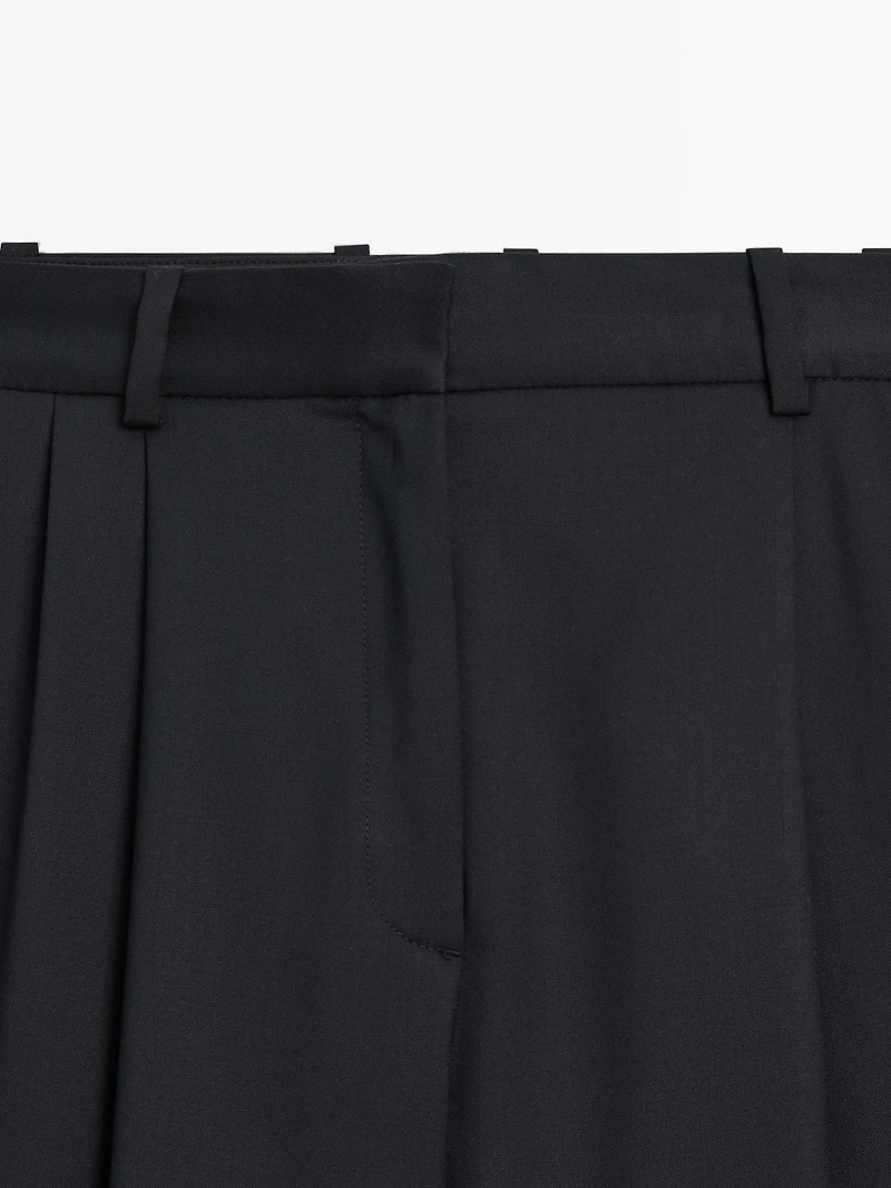 Pantalon plissé 100 % laine extra-fine