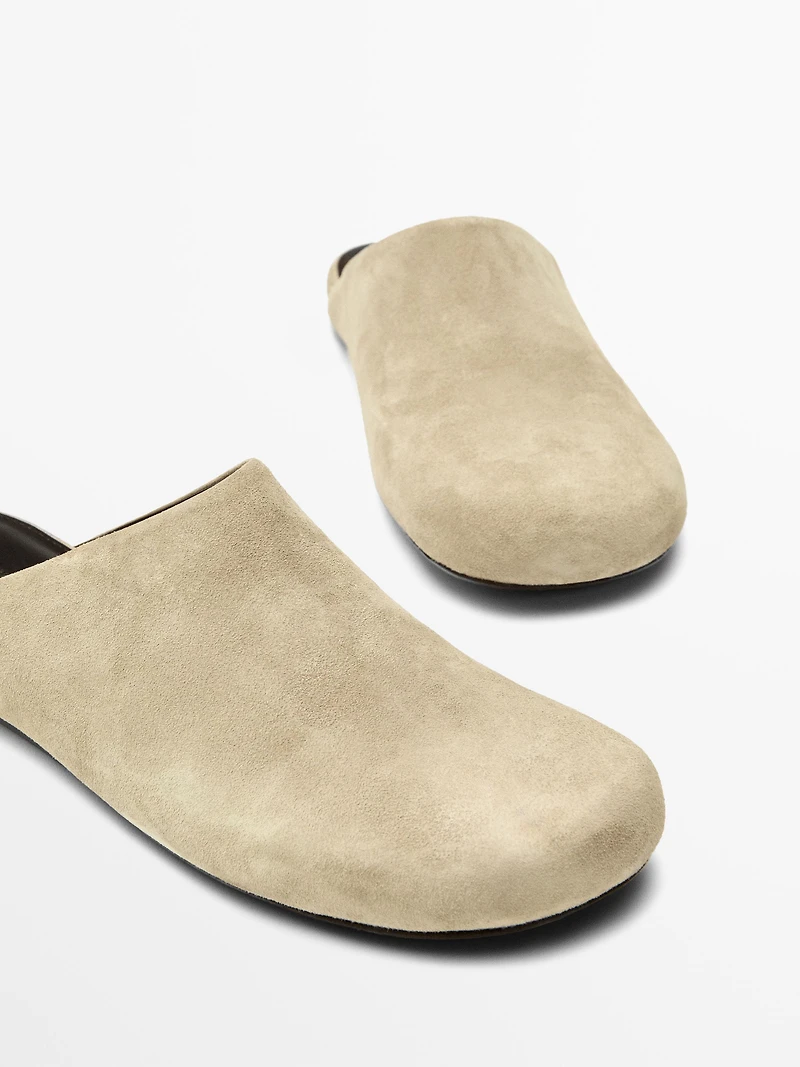 Split suede clogs