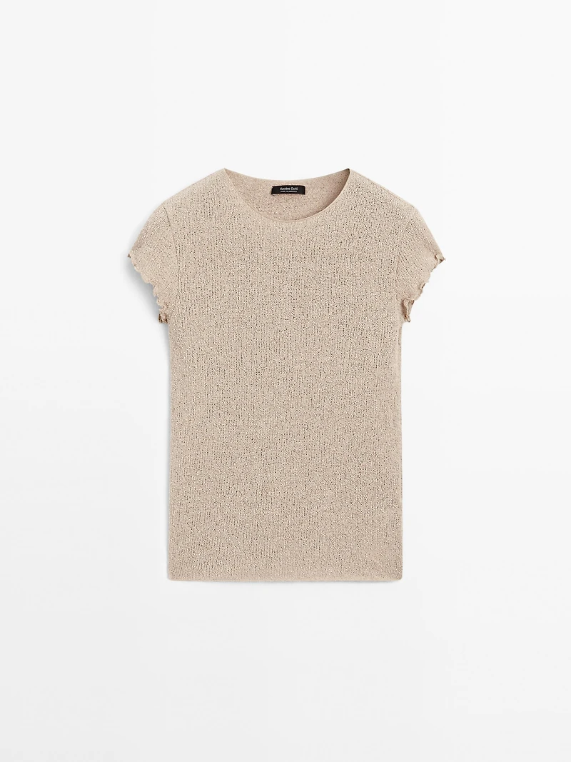 Knit T-shirt with wavy trim detail