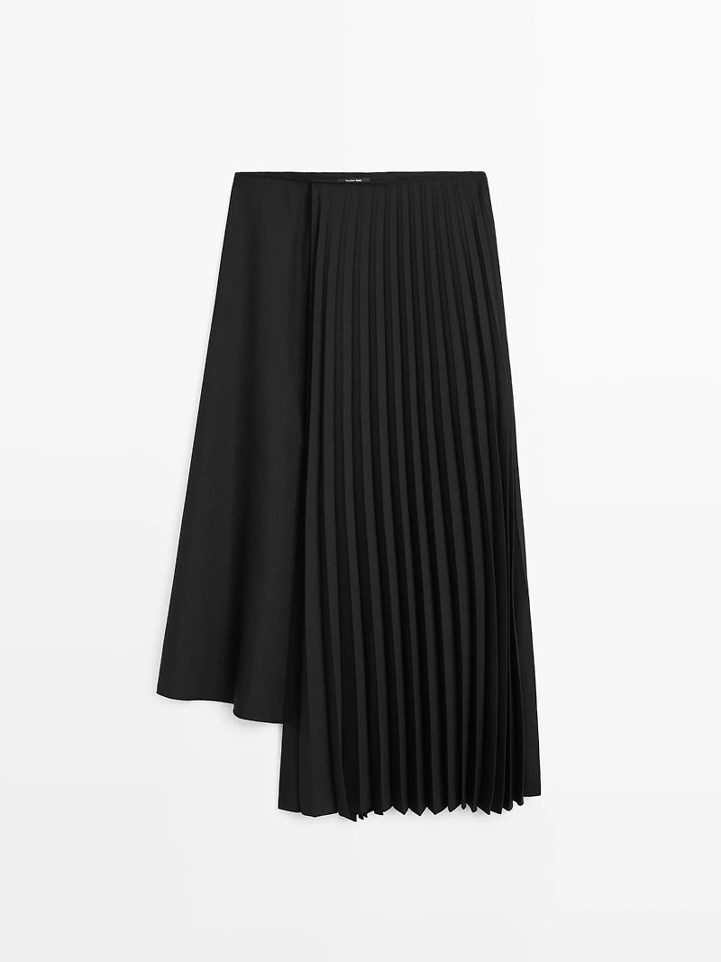 Denim midi skirt with plank detail
