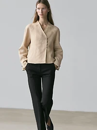 Cropped 100% linen jacket