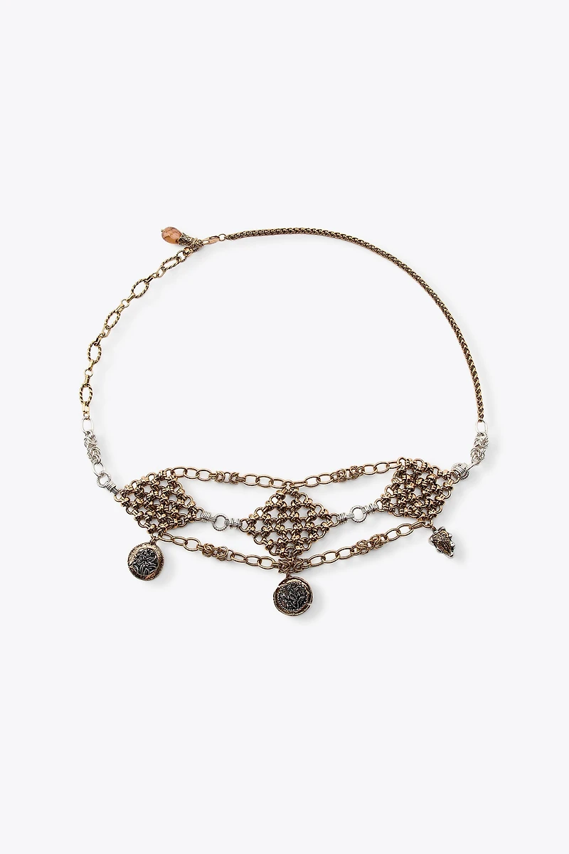CEINTURE MÉTALLIQUE LOSANGES MÉDAILLES