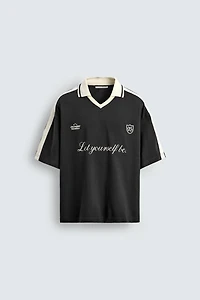 RETRO FOOTBALL PRINT POLO SHIRT