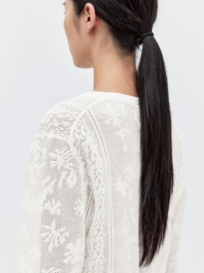 Long sleeve openwork cardigan