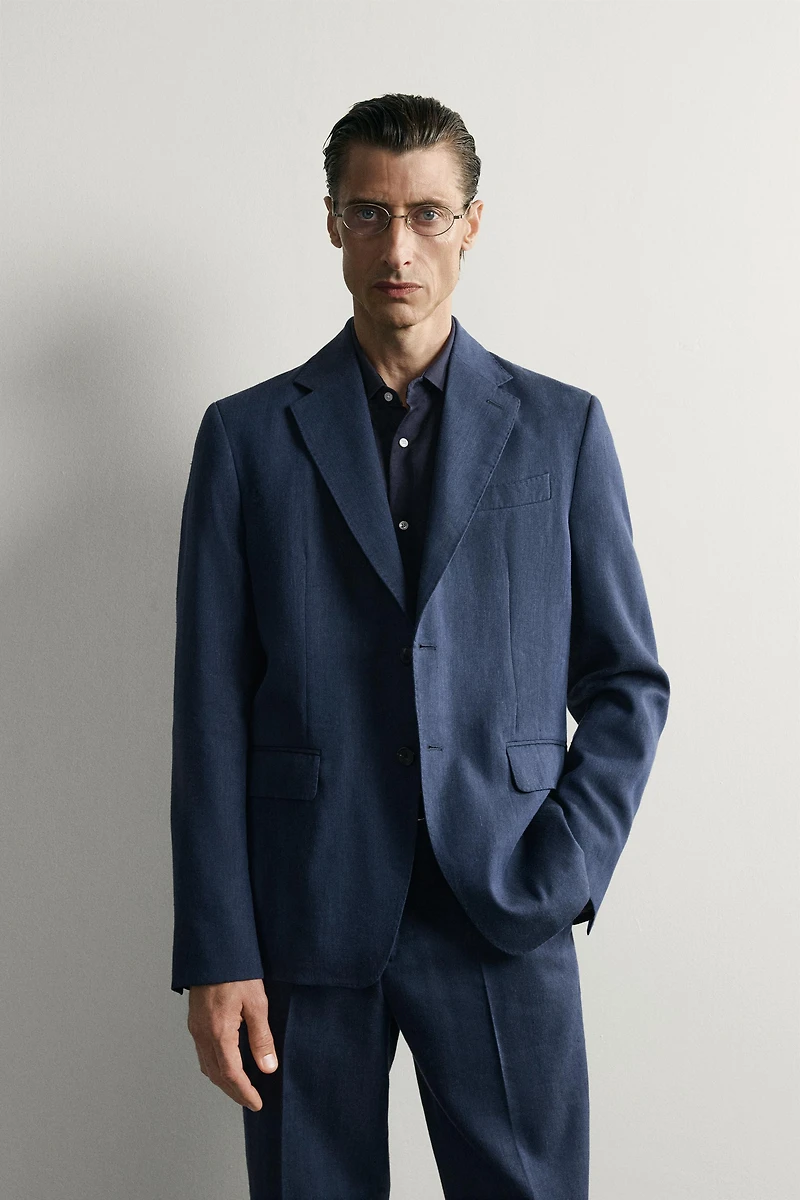 LINEN - WOOL REGULAR FIT SUIT BLAZER