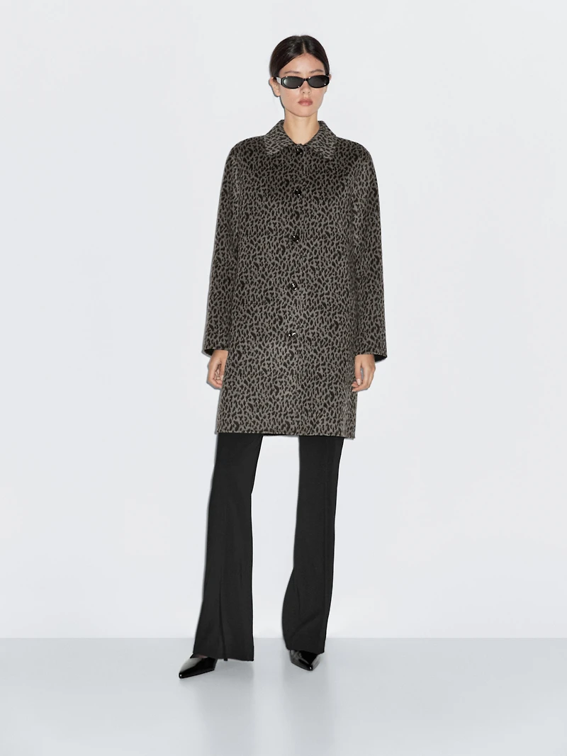 Manteau laine à imprimé animal