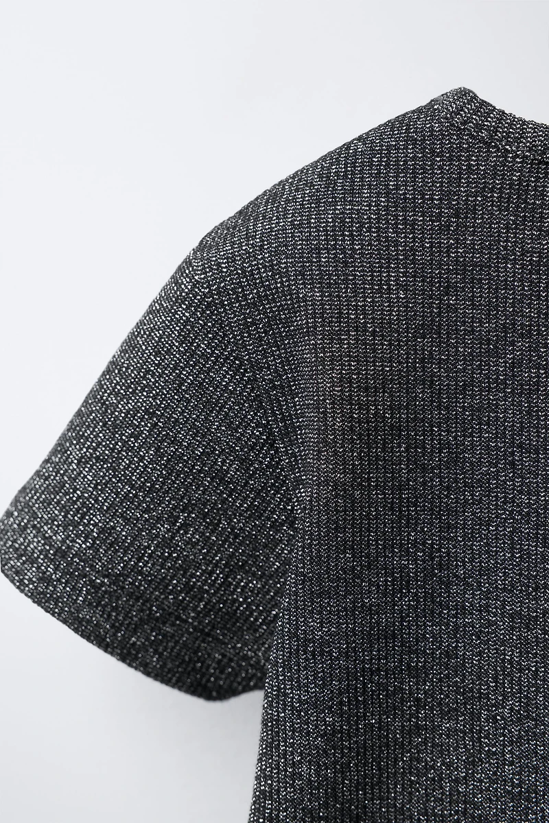 SPARKLY RIBBED T-SHIRT