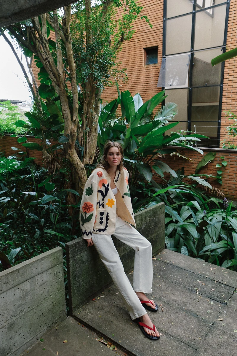 100% COTTON EMBROIDERED FLORAL JACKET