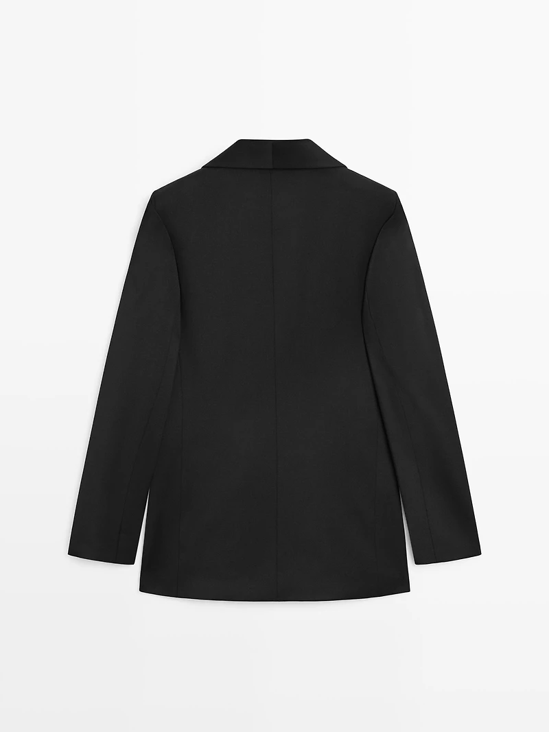 Wool blend blazer with lapel detail - STUDIO