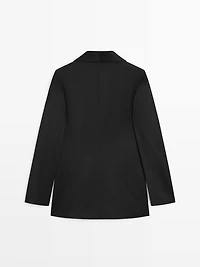 Wool blend blazer with lapel detail - STUDIO