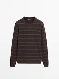 Pull maille rayures col rond