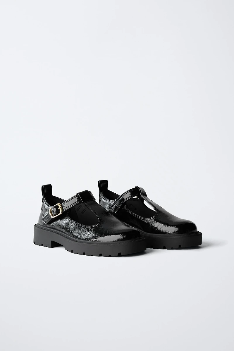 PATENT FINISH T-BAR SHOES
