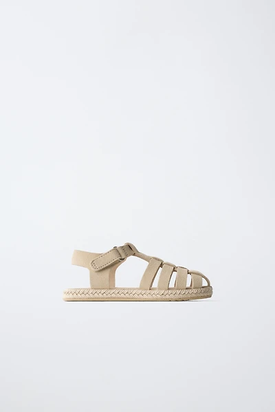 LEATHER JUTE FISHERMAN SANDALS