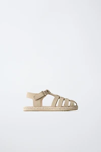 LEATHER JUTE FISHERMAN SANDALS