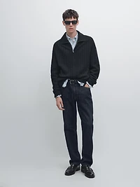 100% wool cable-knit zip-up cardigan