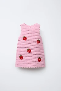 STRAWBERRY CROCHET KNIT DRESS