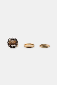 3-PACK OF JEWELED BAND RINGS