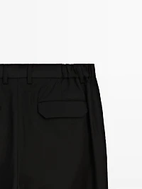 Relaxed fit wool blend darted trousers