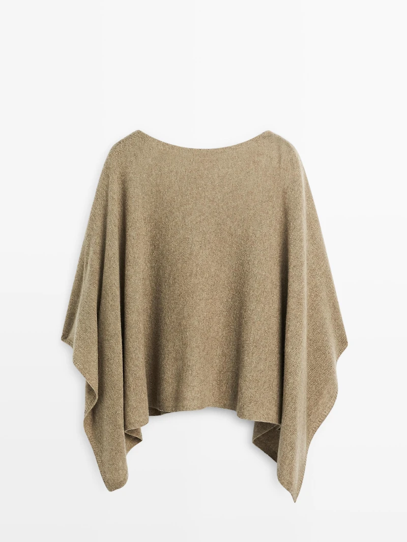 100% wool asymmetric knit cape