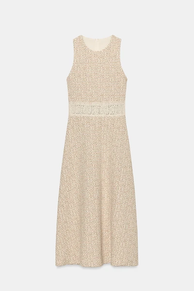 COMBINATION TEXTURED WEAVE DRESS