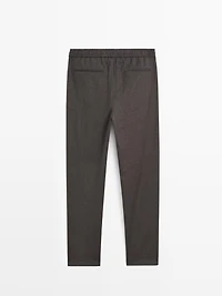 Houndstooth wool blend trousers