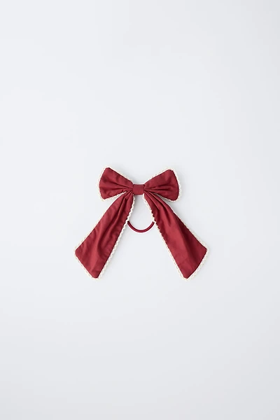 CONTRAST TRIM BOW HAIR TIE