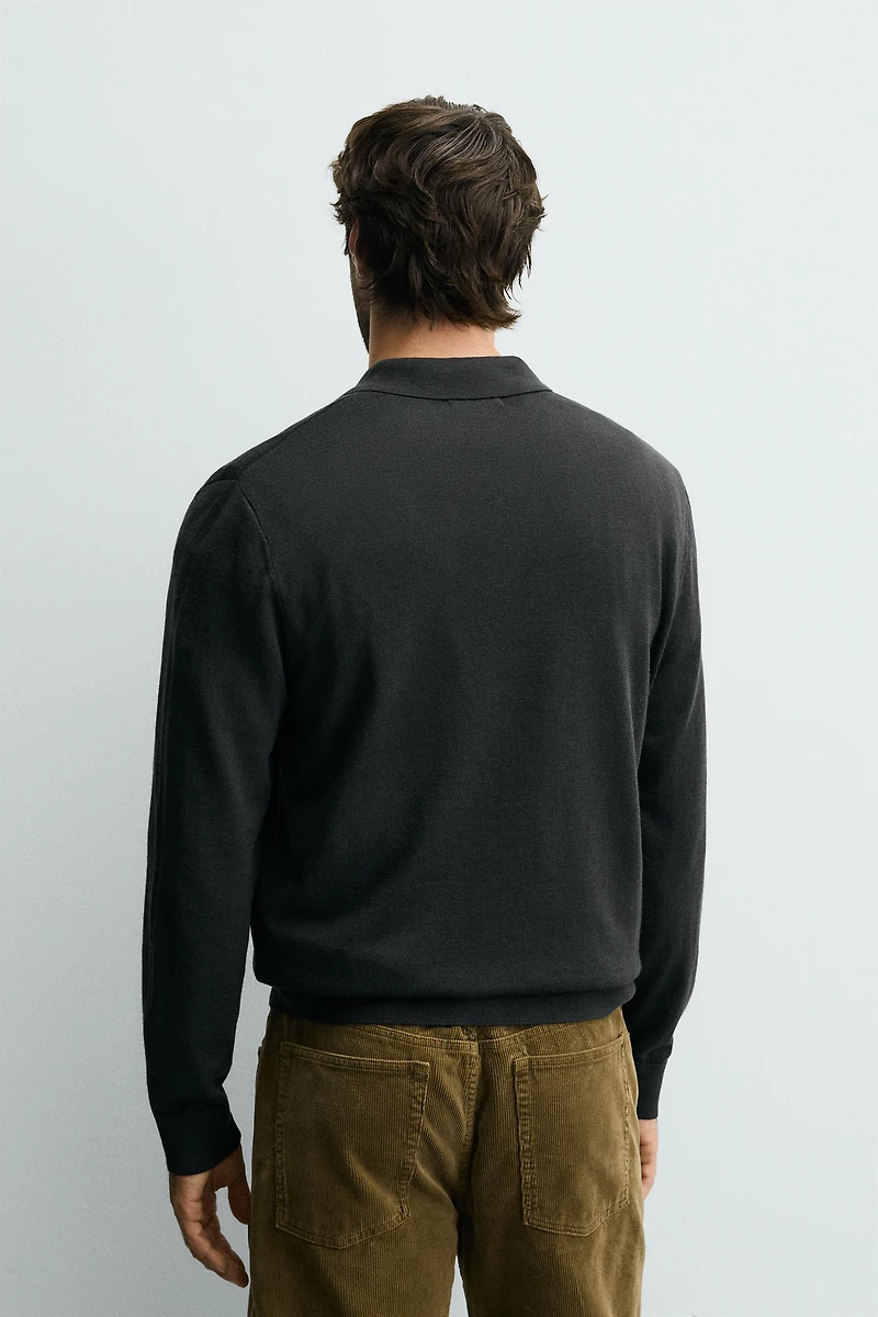 100% WOOL KNIT POLO SHIRT