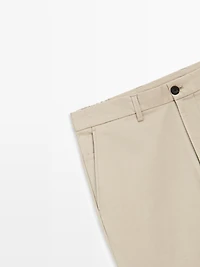 Cotton blend tapered fit trousers
