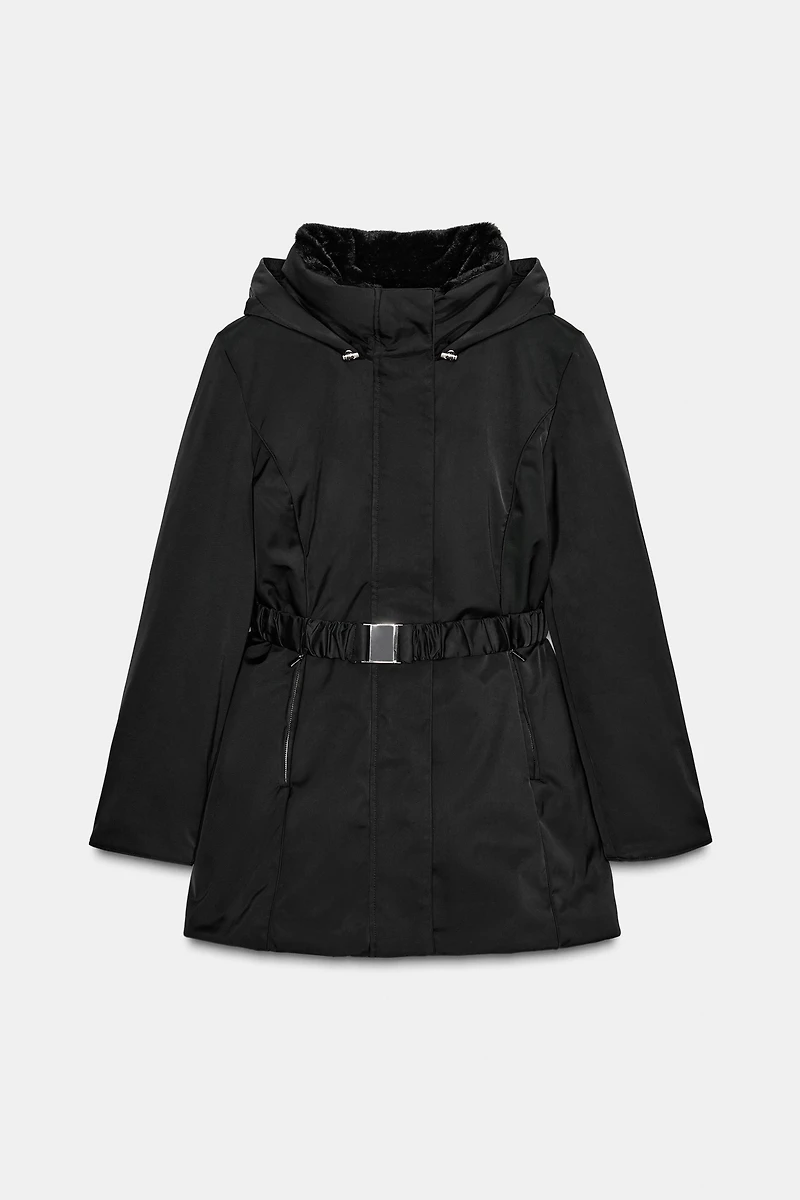 WATER AND WIND PROTECTION FUR-EFFECT PUFFER ANORAK